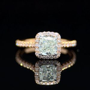 Garden Whisper 18K Gold Green & Pink Diamond Ring - 1.08ct Very Light Green