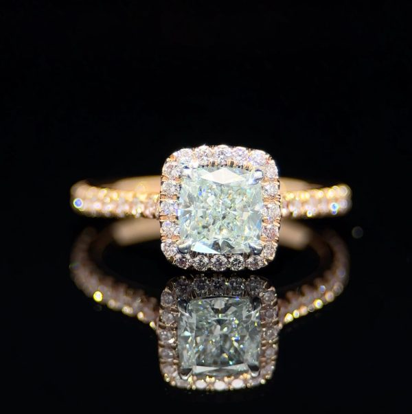 Garden Whisper 18K Gold Green & Pink Diamond Ring - 1.08ct Very Light Green