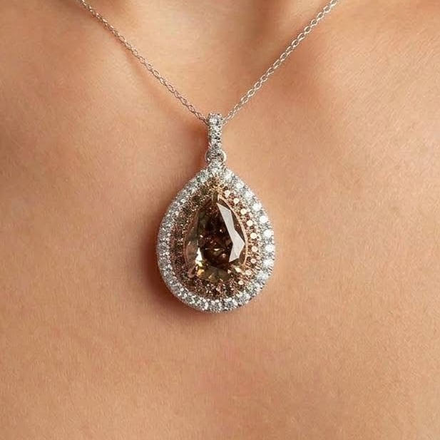 Ember Glow Diamond Pendant worn